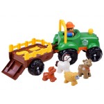 Interaktívny veselý traktor so zvieratkami - zelený
